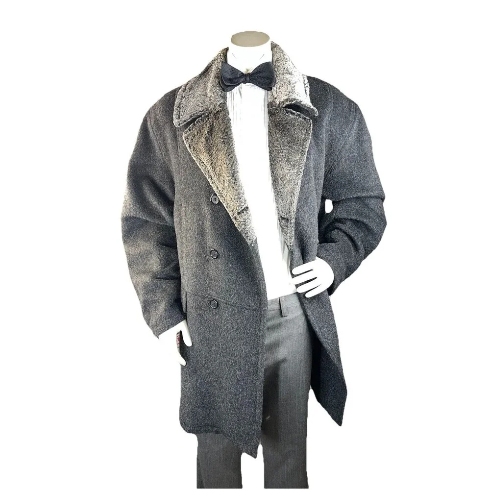 RARE Vtg Alfredo Fawza Italian Double Brsted Mohair Alpaca Wool Overcoat Mens 46
